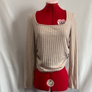 SHEIN Beige Ribbed Long Sleeve Top LL210